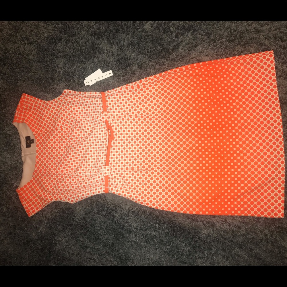 NWT Women’s size 10 stretch orange/tan/cream dress